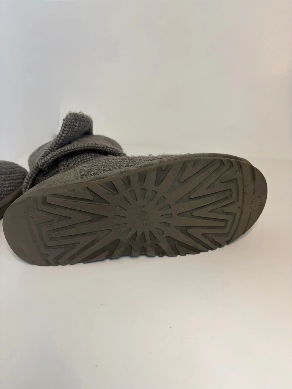 UGG Gray Sweater Knit Button Tall Women's Boots Size 9